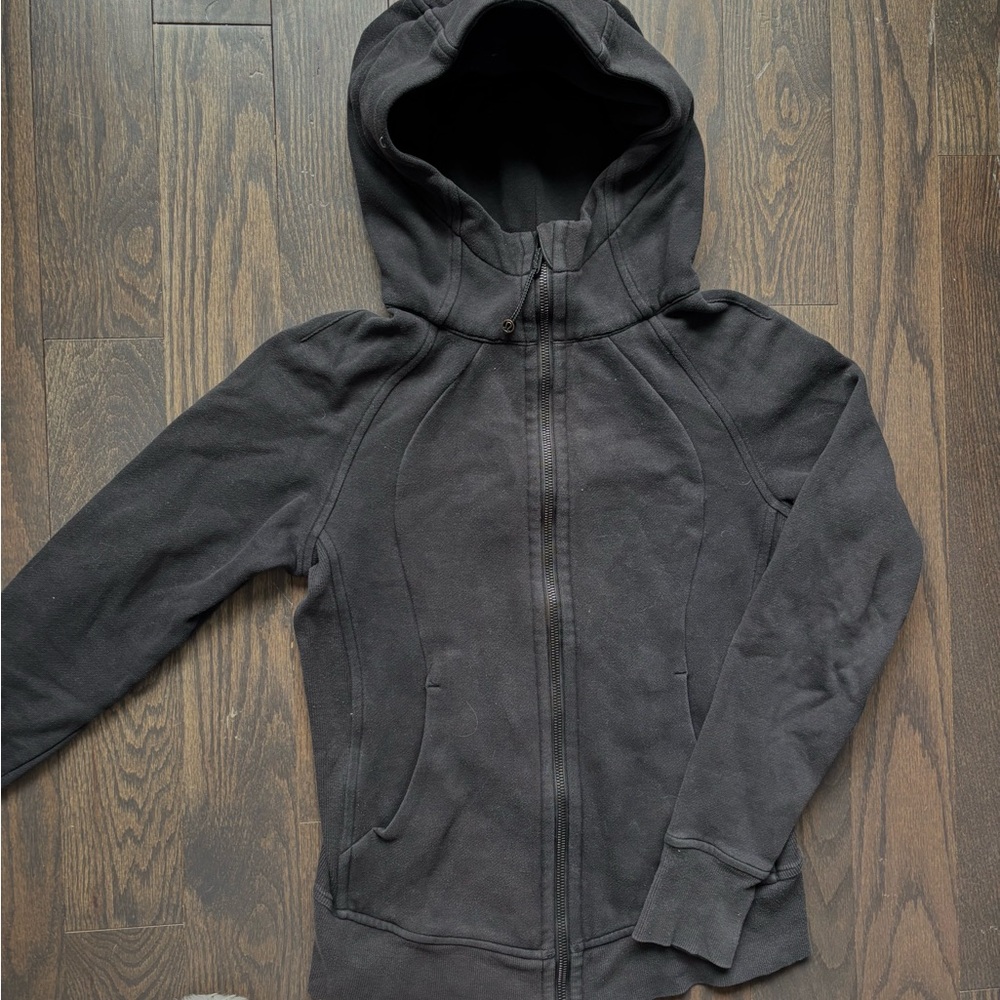 Full Zip Off Black Scuba Hoodie